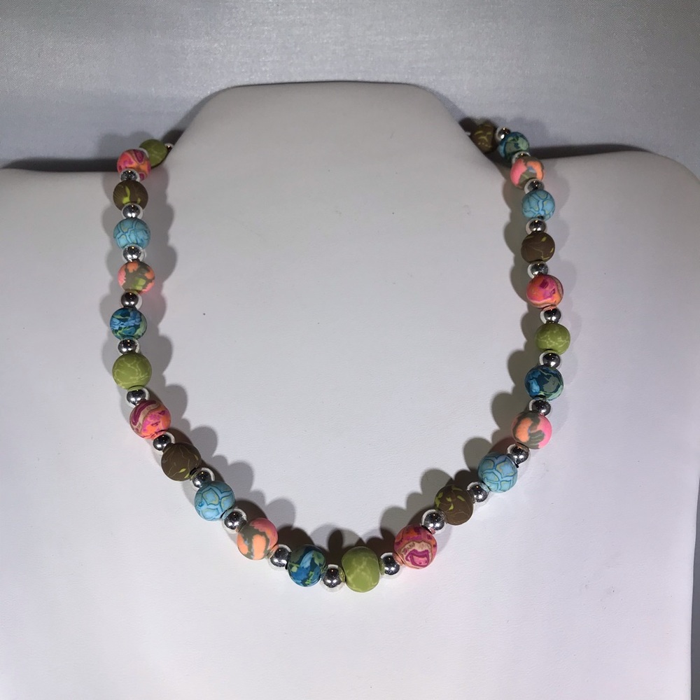 Jilzara Handcrafted Clay Bead Necklace. Canyon